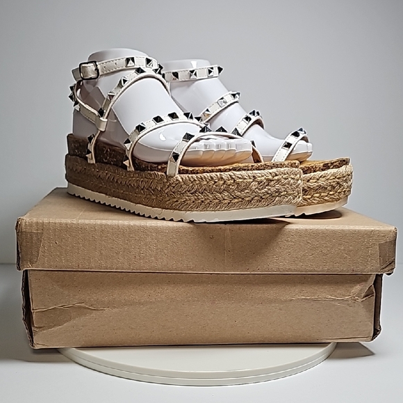 NWOT Steve Madden Kailee Espadrille Wedge Gladiator Platform Sandals White 11 - Picture 3 of 16